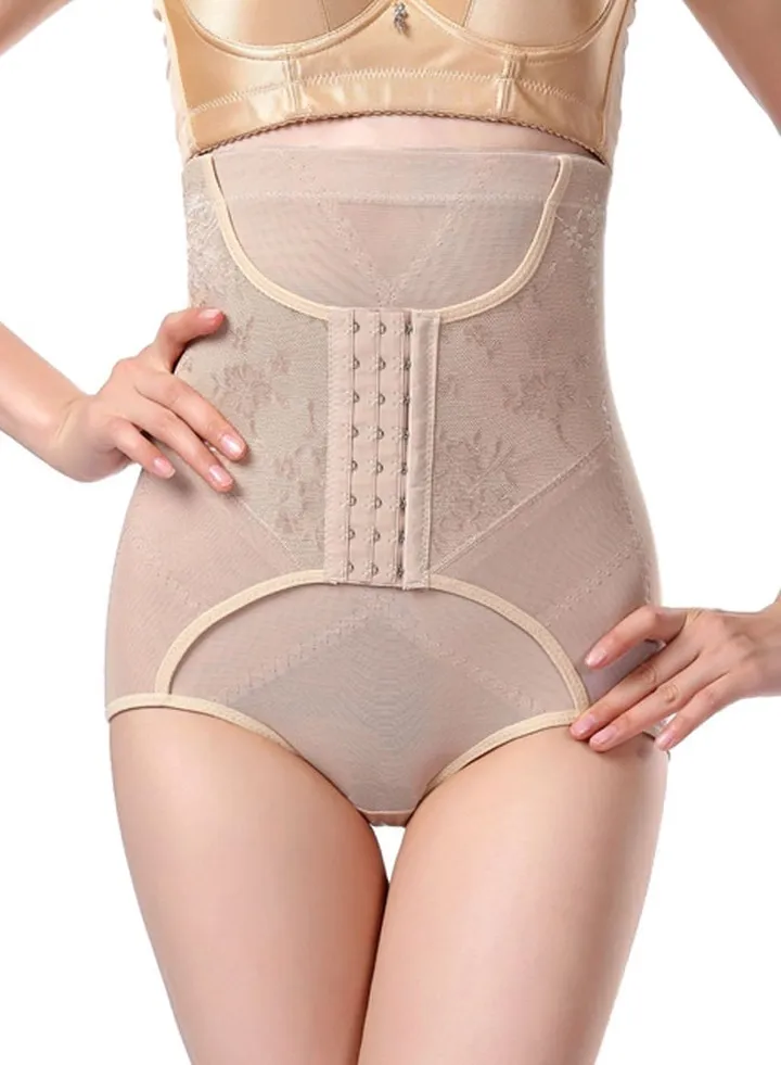 Floral Slimming Breathable Shapewear Beige