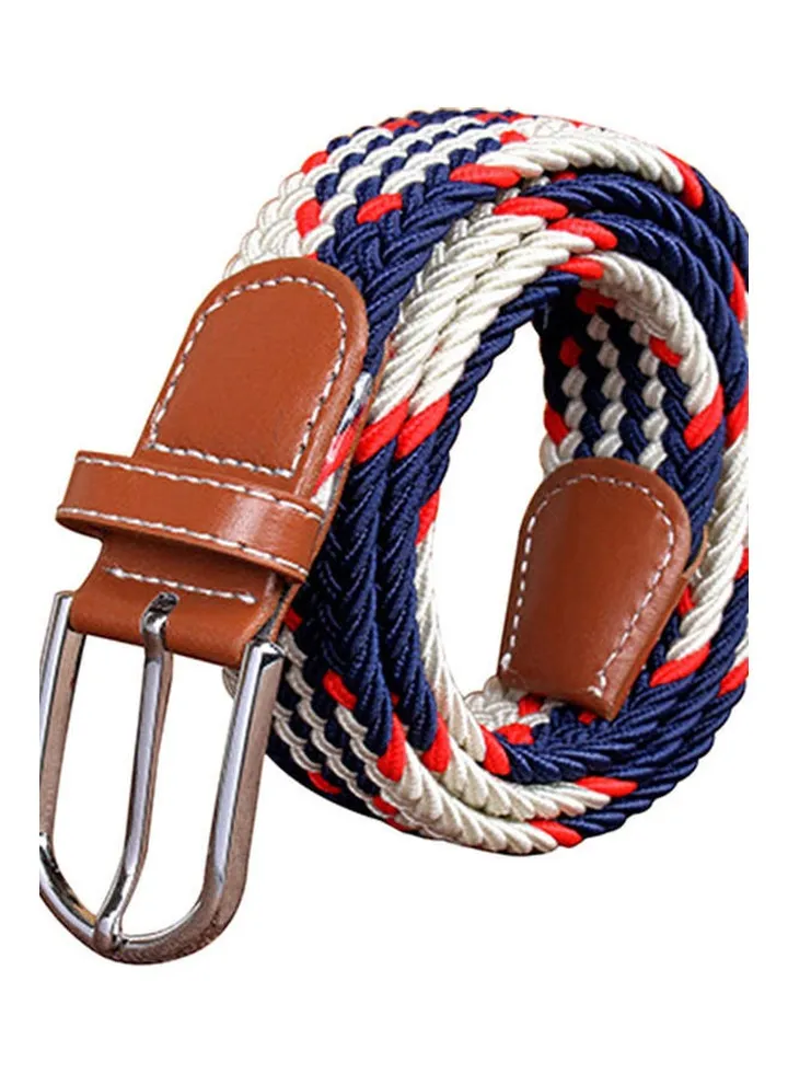 Men's Women's Canvas Plain Webbing Metal Buckle Woven Stretch Waist Belt Strap Multi-Color