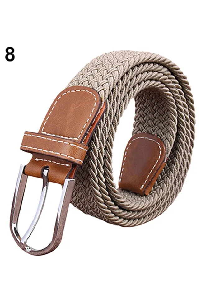 Plain Webbing Metal Buckle Belt Khaki