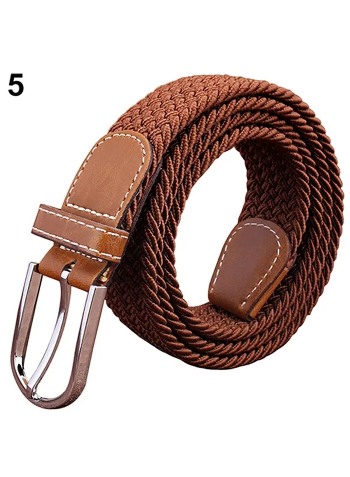 Plain Webbing Metal Buckle Belt Brown