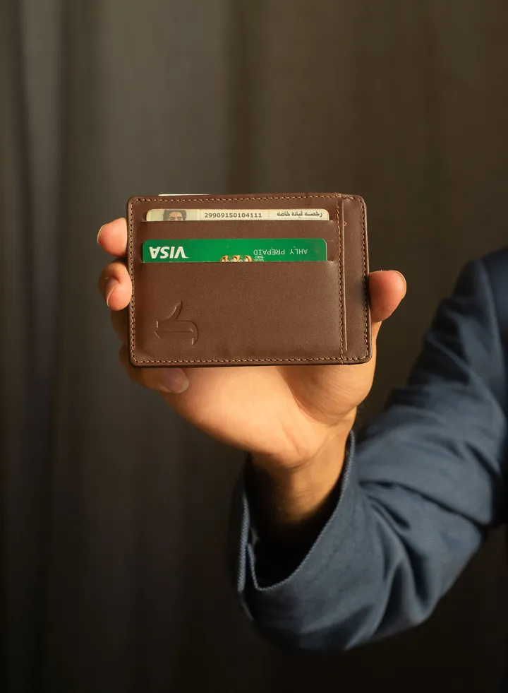 Genuine Leather Card Holder Brown