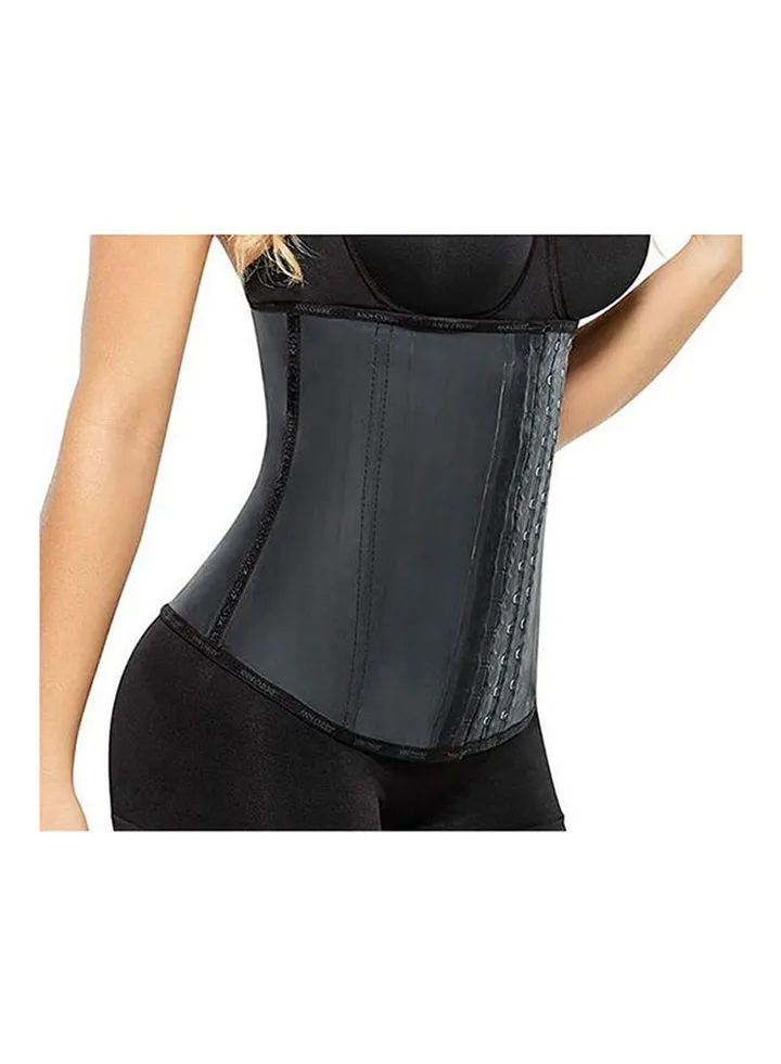 Classic 3 Hooks Latex Waist Cincher Black