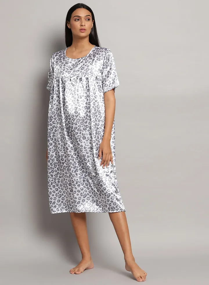Casual Midi Nightdress Grey/Black