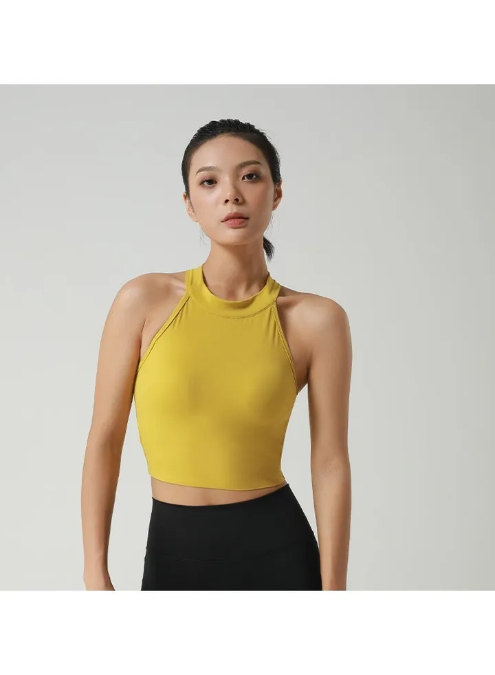 Wear tight back yoga vest top sports bra fitness anti-seismic sleeveless hanging neck yoga clothes.