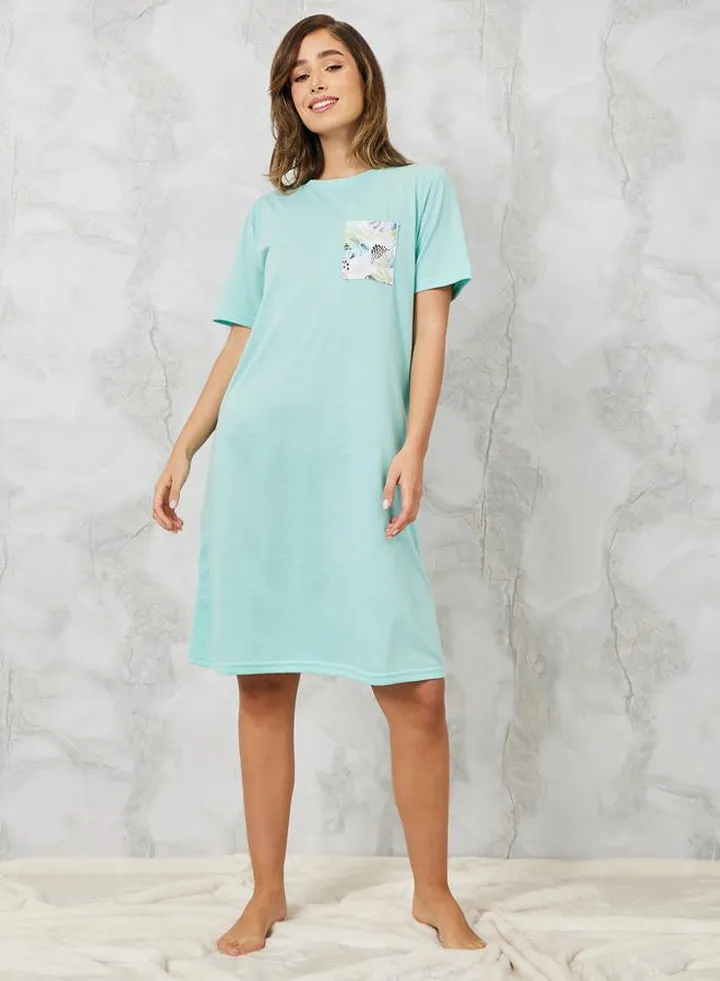 Tropical Pocket Detail Sleep T-Shirt Dress