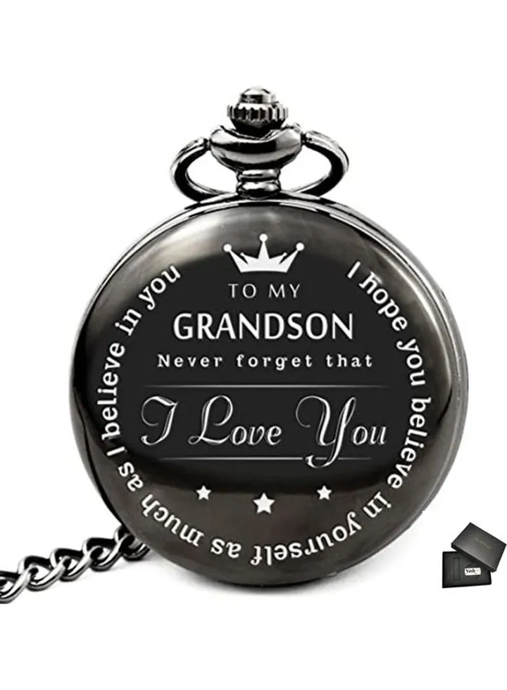 unisex I Love You Grandson Quartz Pocket Watch
