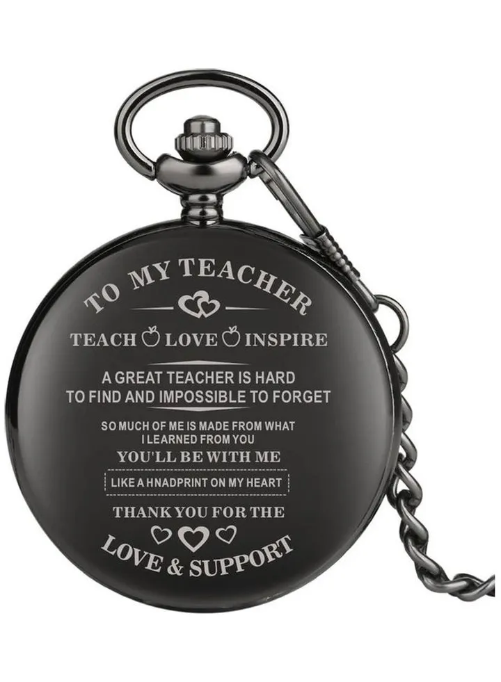 Retro Style I Love You Teacher Quartz Pocket Watch