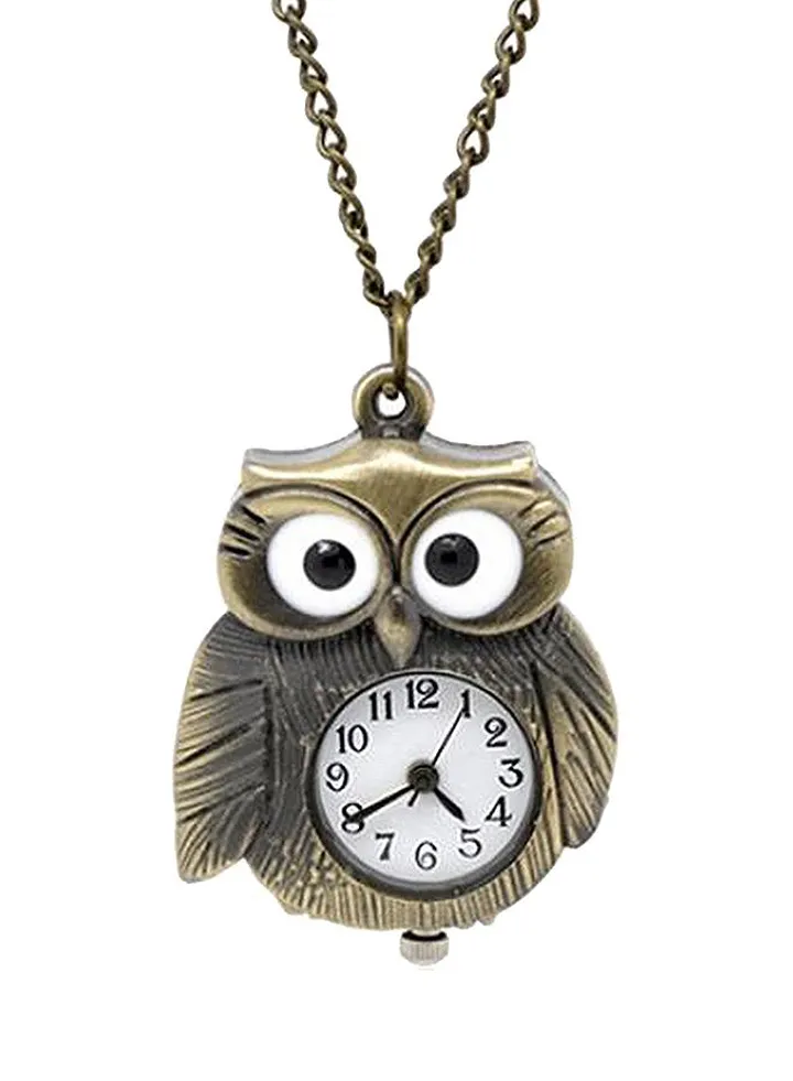 unisex Vintage Antique Owl Heart Analog Pocket Watch 796108