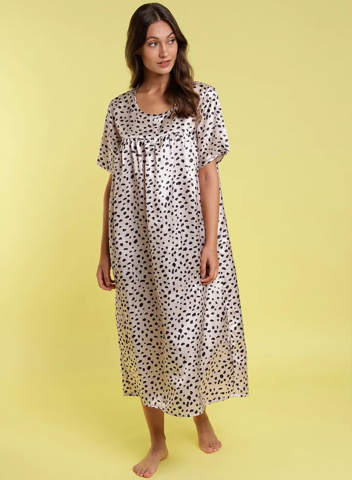 Scoop Neck Nightdress Black/Beige