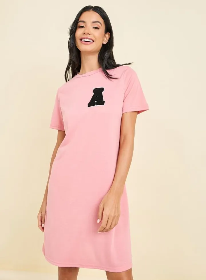 Letter Patch Detail Sleep T-shirt Dress