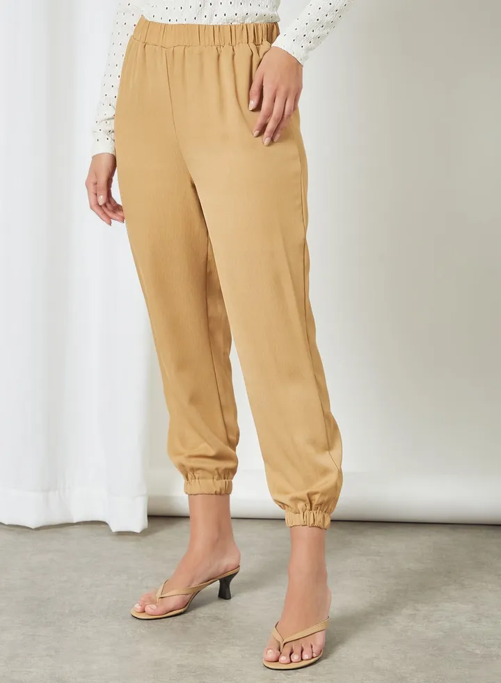 Cropped Joggers Beige