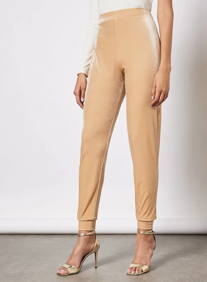 Velour Joggers Beige