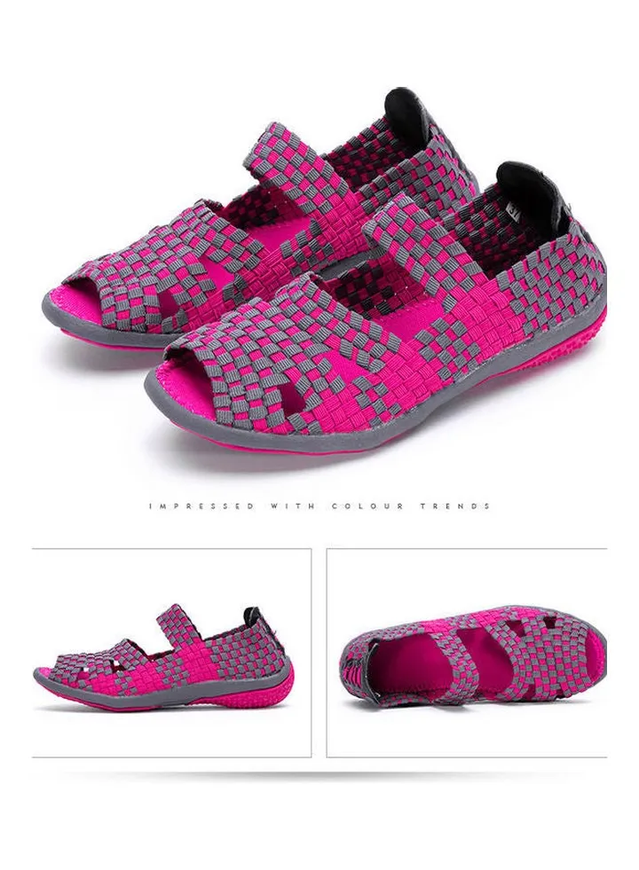 Elastic Belt Leisure Casual Sandals Pink/Grey