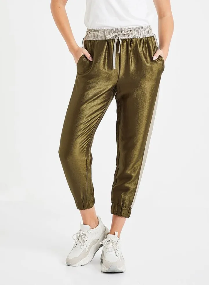 Metallic Joggers Olive