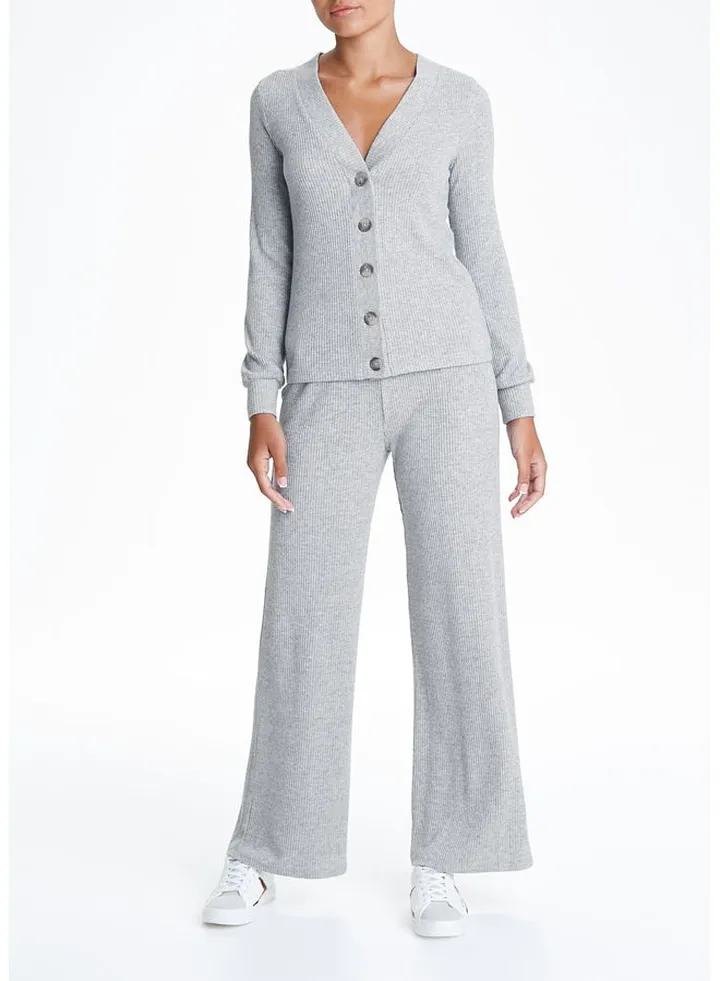 Grey Ribbed Co-Ord Cardigan