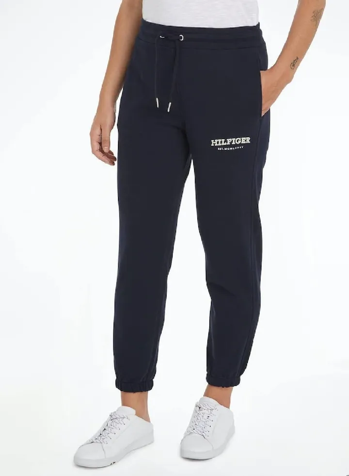 Women's Hilfiger Monotype Flocked Logo Joggers - Pure cotton, Blue