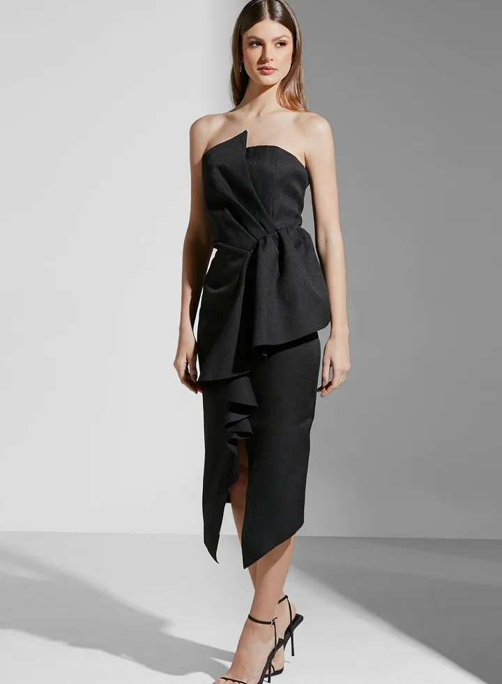 Bandeau Ruffle Detail Dress