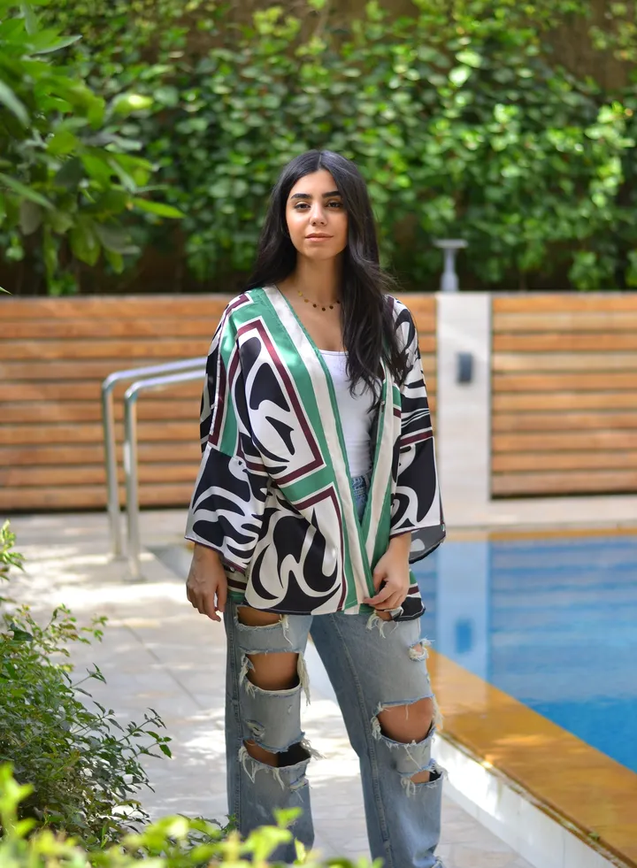 Cardigan Silk black-green