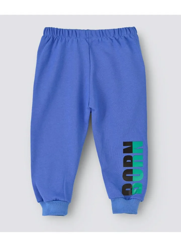 Slogan Printed Mid-Rise Joggers Blue/Black/Green