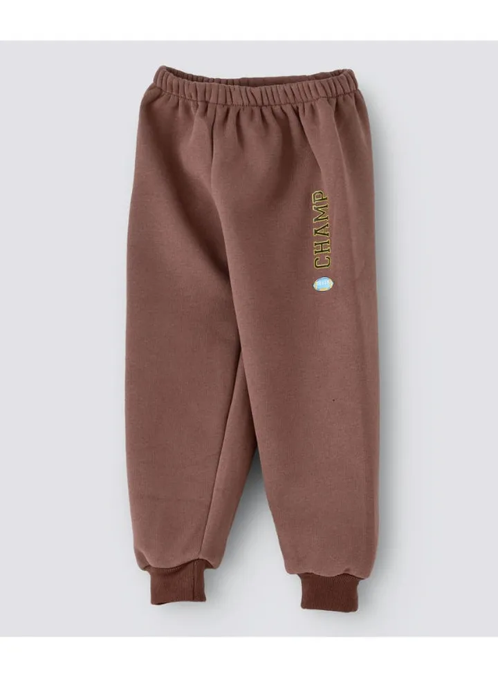 Solid Pattern Mid-Rise Joggers Brown