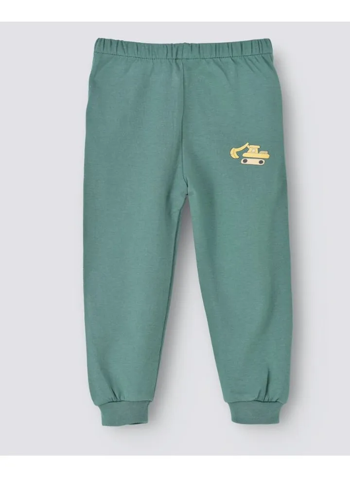 Solid Pattern Mid-Rise Joggers Green/Yellow