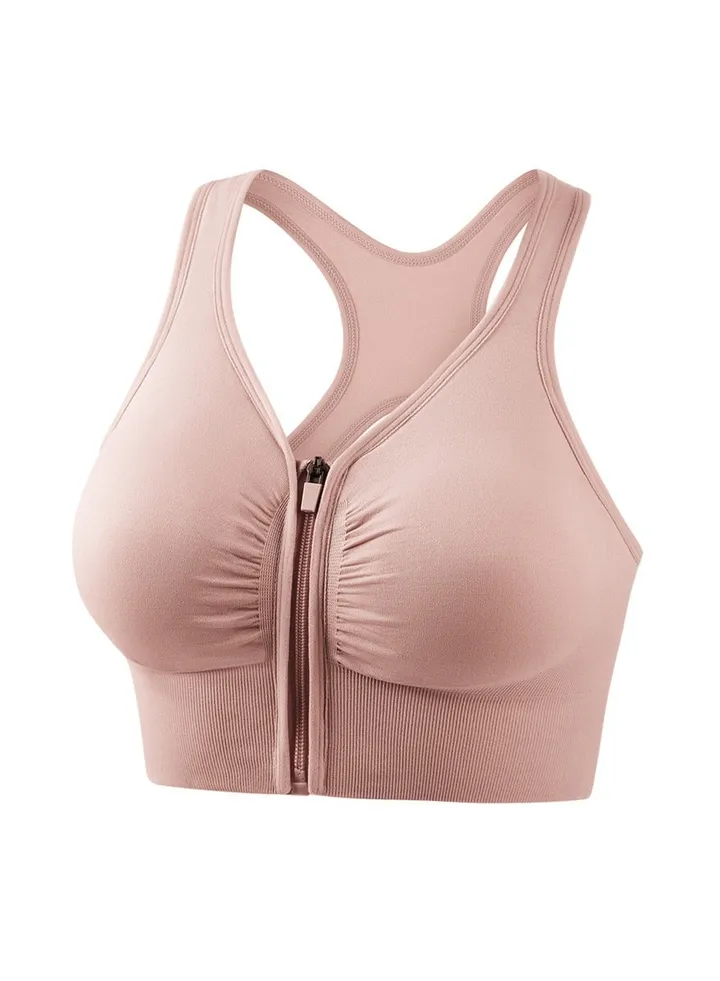 Front zip sports bra Cross Back Bra Shock-resistant Push-up bra Running Fitness Yoga vest.