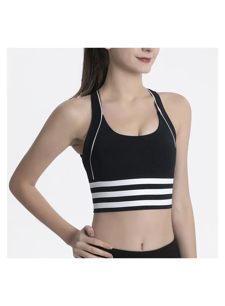 Deep U back sports underwear women's shock-proof running high strength yoga bra sports vest.