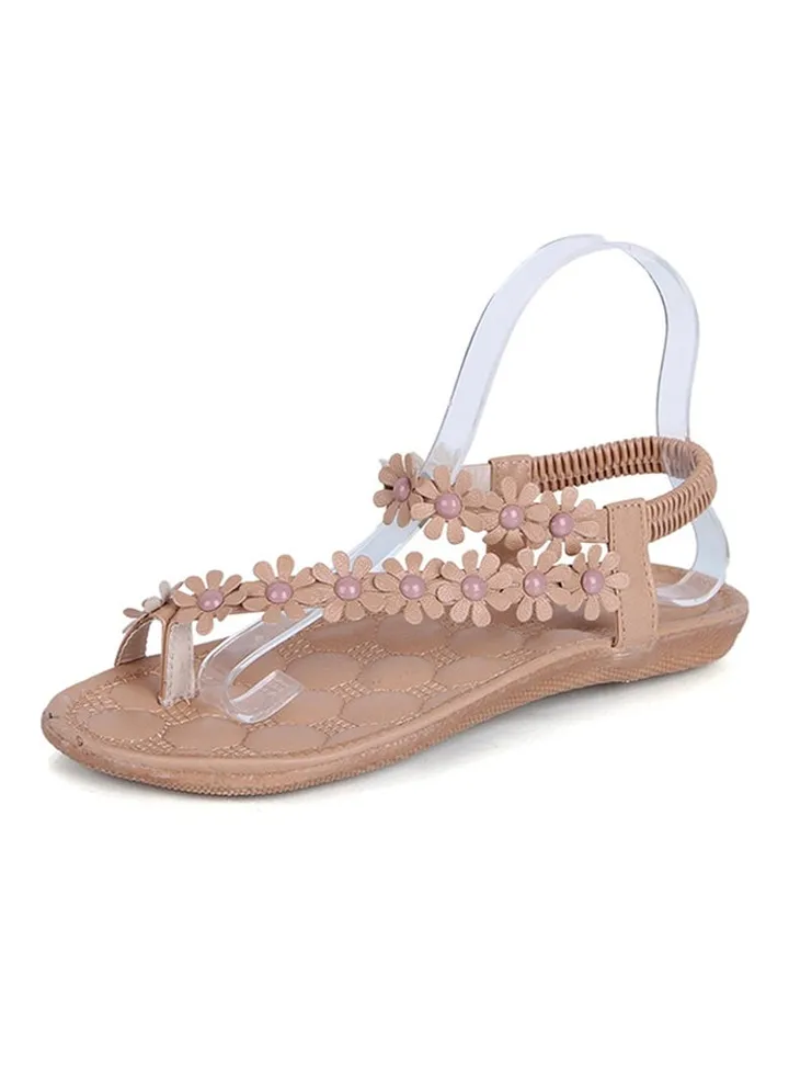Soft Flat Casual Sandal Beige