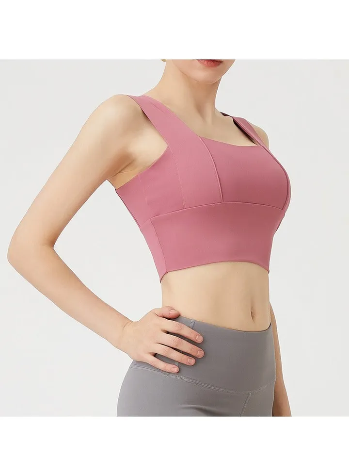 Deep U back sports underwear women's shock-proof running high strength yoga bra sports vest.