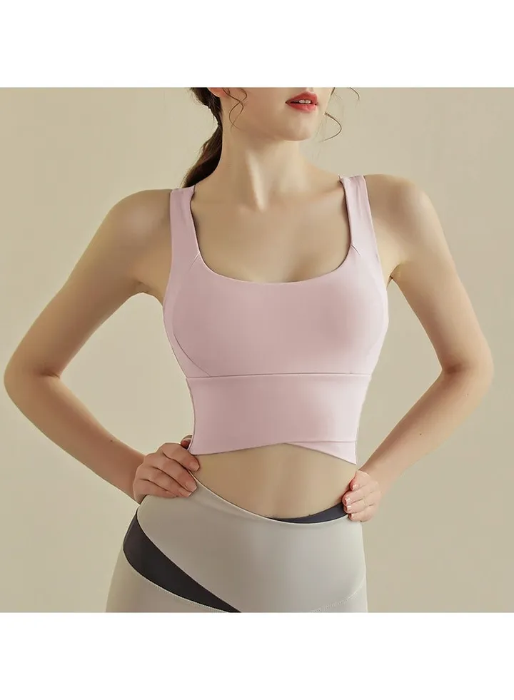 Deep U back sports underwear women's shock-proof running high strength yoga bra sports vest.