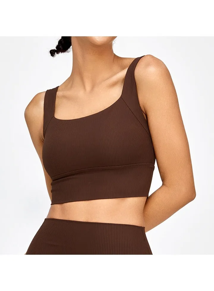 Threaded yoga vest pulls together shock-proof sports underwear U-back yoga wear fitness strap.