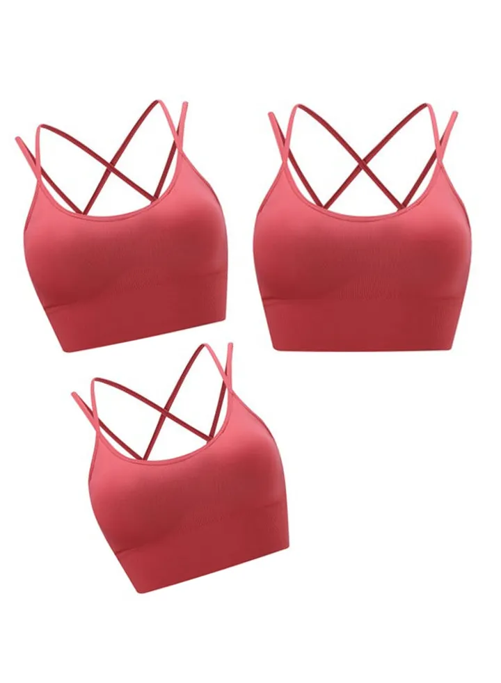 New nylon shock gathering running bra yoga vest(Three piece)