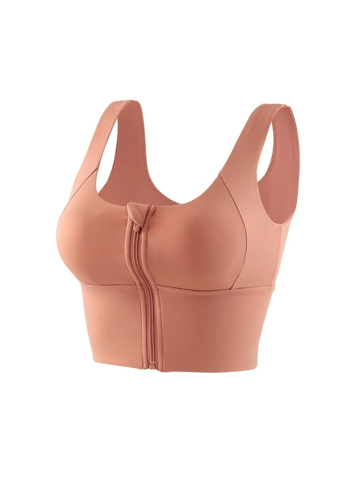 Zipper sports bra Gym running sports bra Push-up vest underwear.