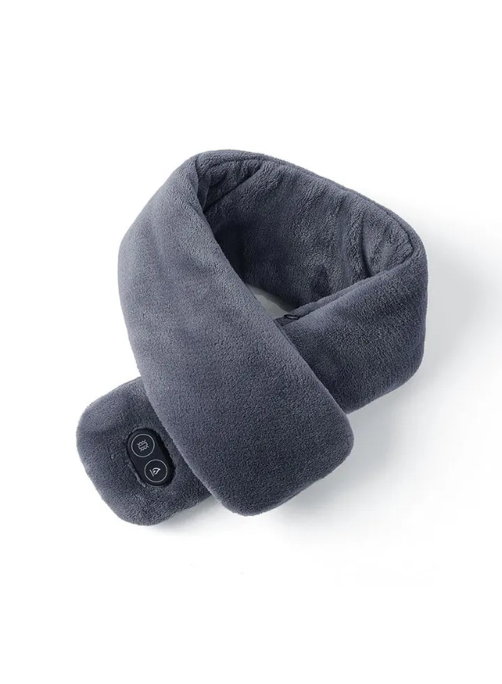 Vibration-Massage Plush Collar Scarf Dark Grey