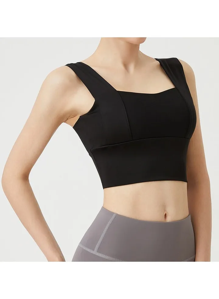 Deep U back sports underwear women's shock-proof running high strength yoga bra sports vest.