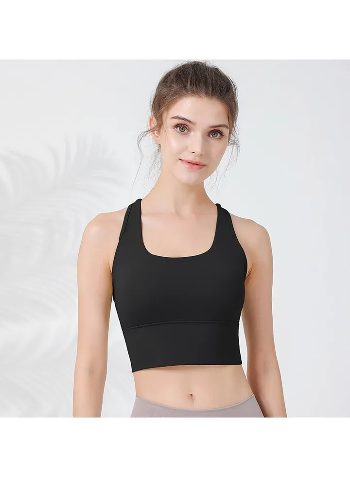 Shock-proof sports underwear integrated fixed cup fitness top running quick-drying sports bra Yoga vest.
