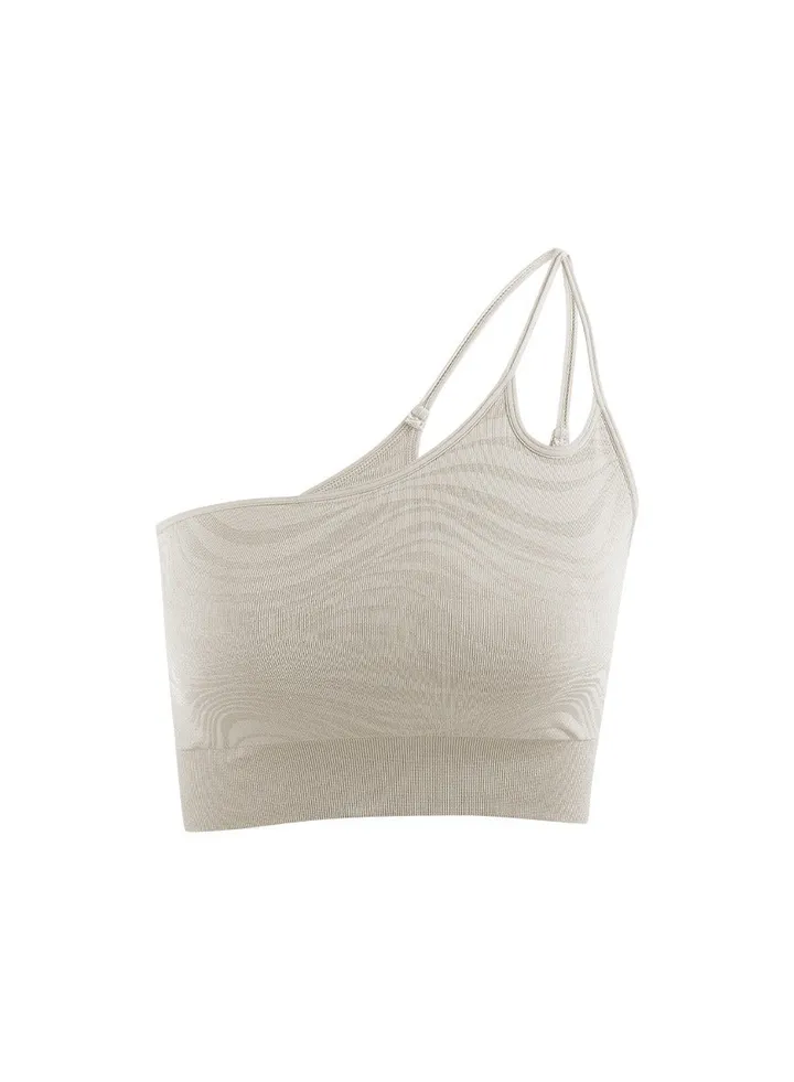 Yoga single shoulder bra shock absorbent fitness wear sports underwear hollow back top vest.