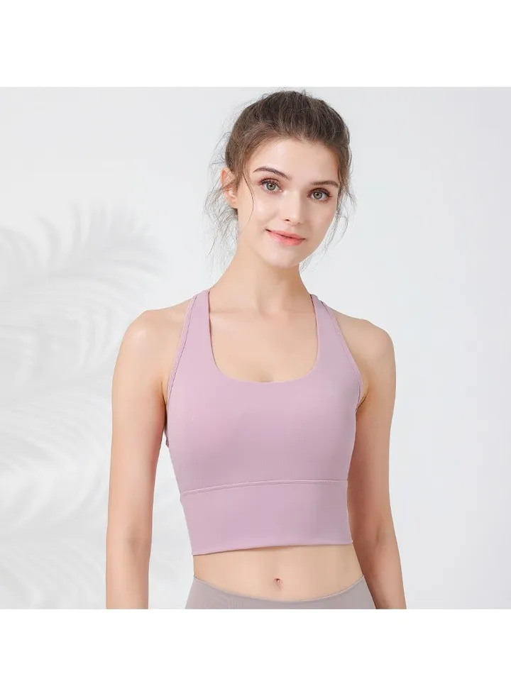 Shock-proof sports underwear integrated fixed cup fitness top running quick-drying sports bra Yoga vest.