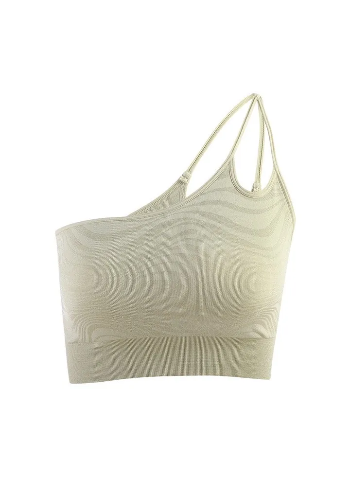 Yoga single shoulder bra shock absorbent fitness wear sports underwear hollow back top vest.