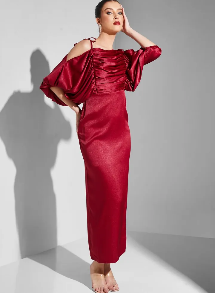 Cold Shoulder Ruched Dress