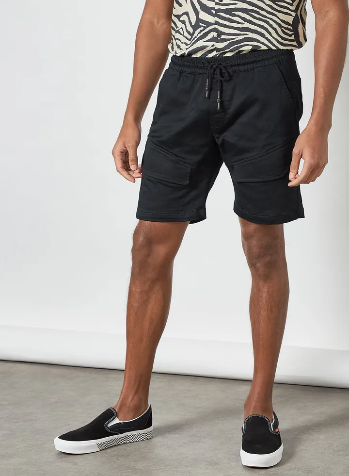 Solid Cargo Shorts Black