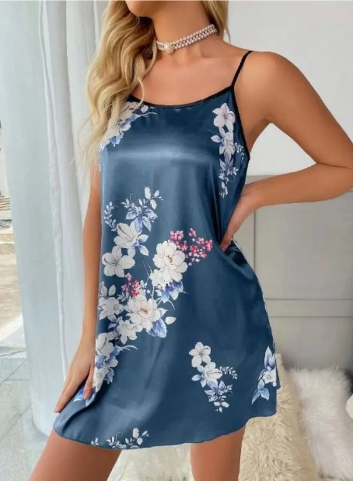 Floral Print Satin Cami Nightdress
