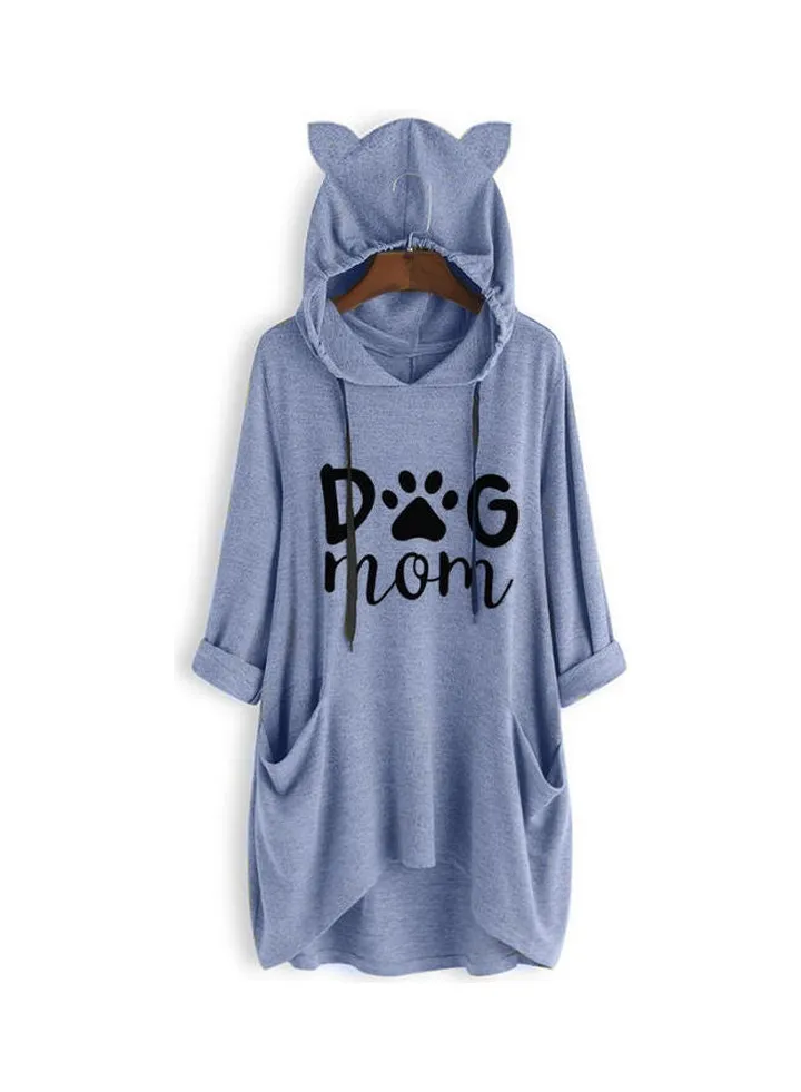 Comfortable Hooded Neck Pullover Blue
