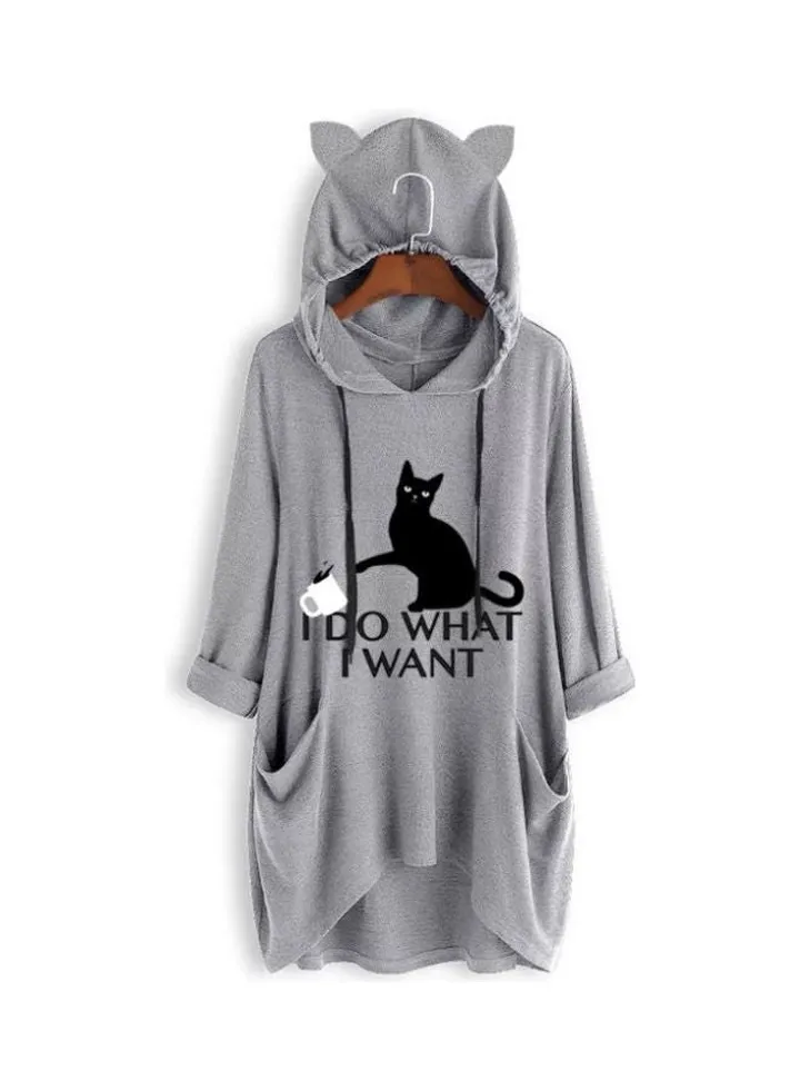 Comfortable Hooded Neck Pullover Grey