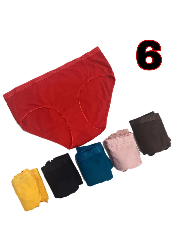 Set of six women cotton smooth underwear paded panties