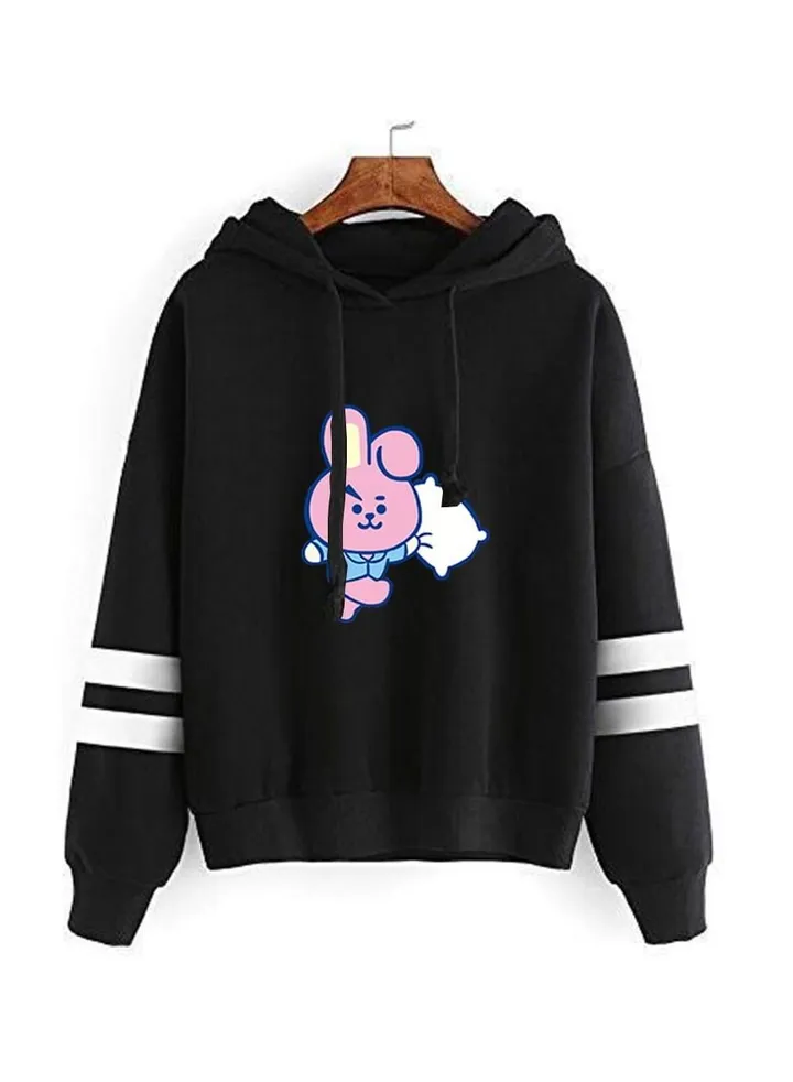 New spring and autumn BT21 Cooky bulletproof group BTS Sweater hoodie for Unisex adult Black