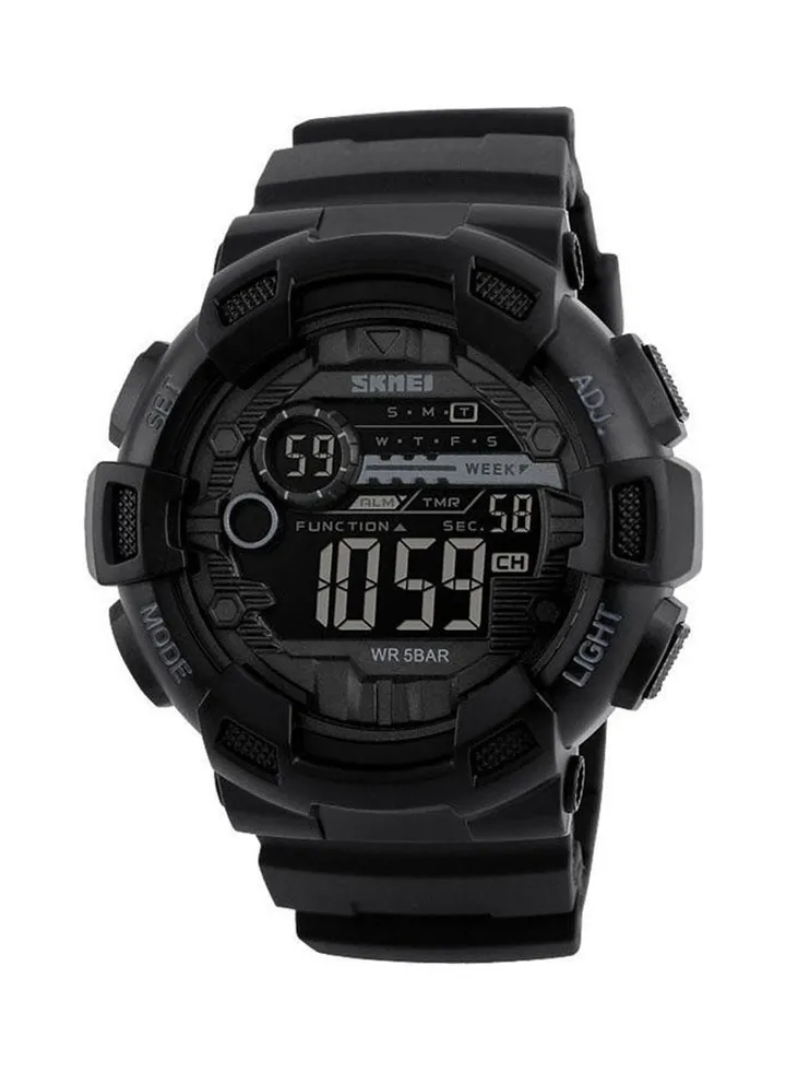 Men's PU Leather Digital Watch WT-SK-1243-B#D1 - 50 mm - Black