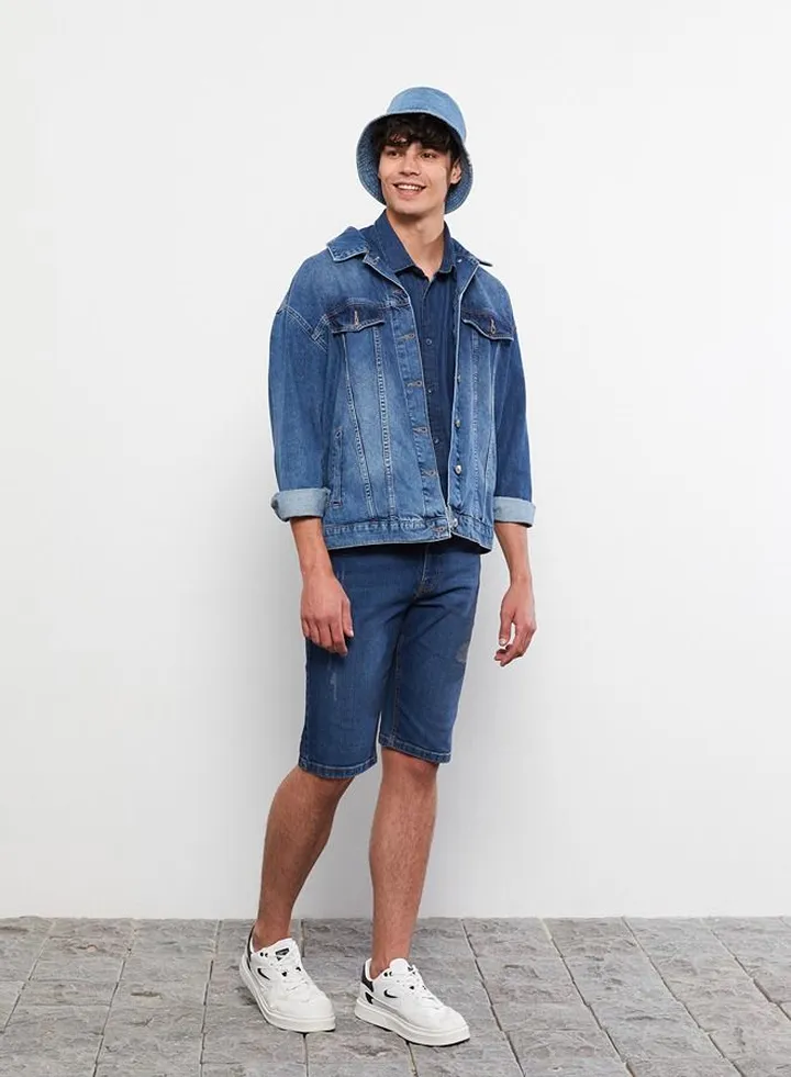 Standard Fit Men's Blue Jean Shorts