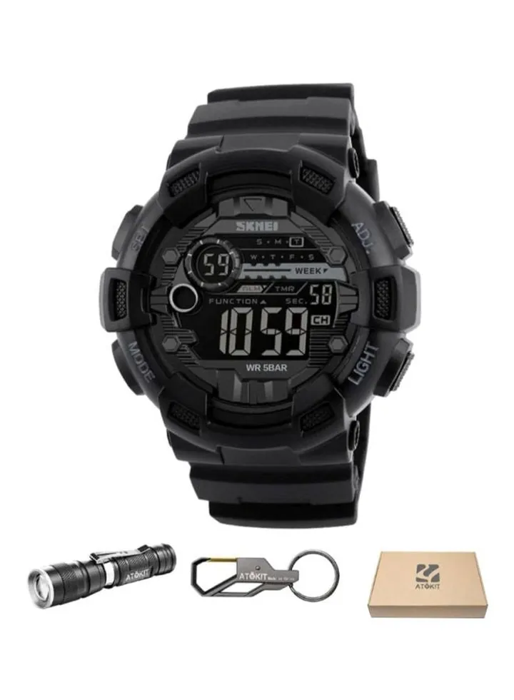 men Water Resistant Digital Watch 1243 - 51 mm - Black