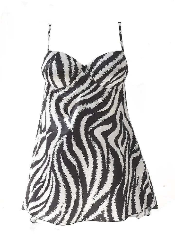 Satin nightgown with open front and floral print